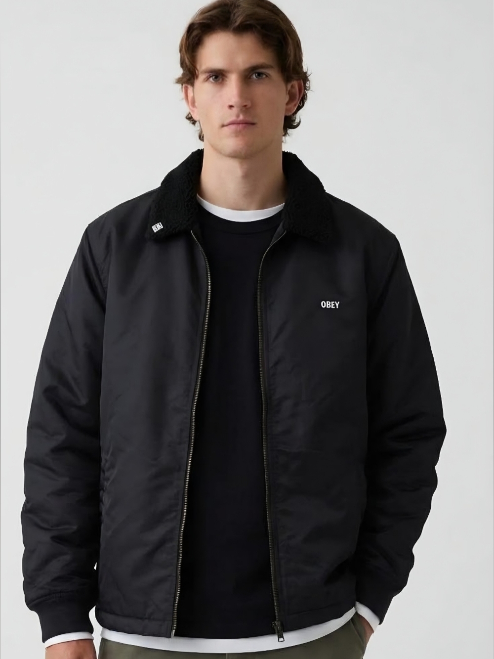 OBEY Lightweight Jacket Black & Red Size Large